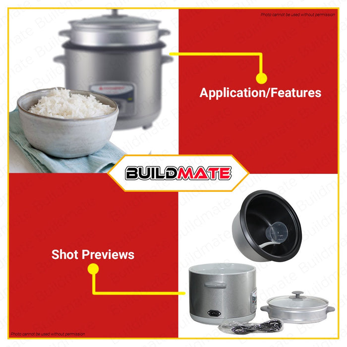 HANABISHI Automatic Rice Cooker Steamer with Glass Cover 1.8L HHRC-18GSS •BUILDMATE•