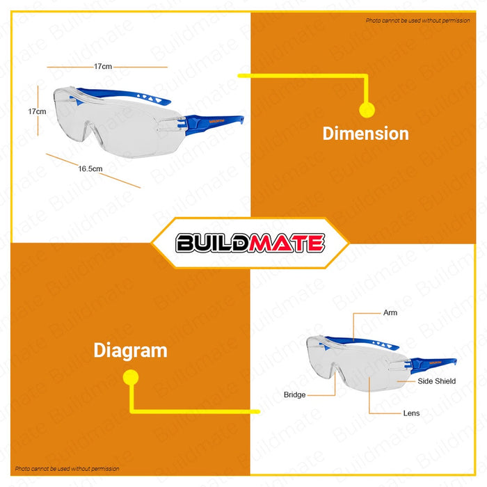 WADFOW Safety Goggles (Full View) Prevents UV Protective Eyewear Goggles WSG1803 •BUILDMATE• WHT