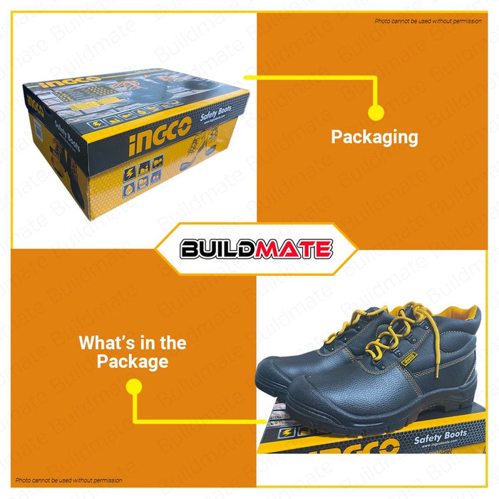 BUILDMATE Ingco Safety Boots 36" - 45" Inch Protective Work Shoes Footwear PPE Boots SOLD IN PAIR - IHT