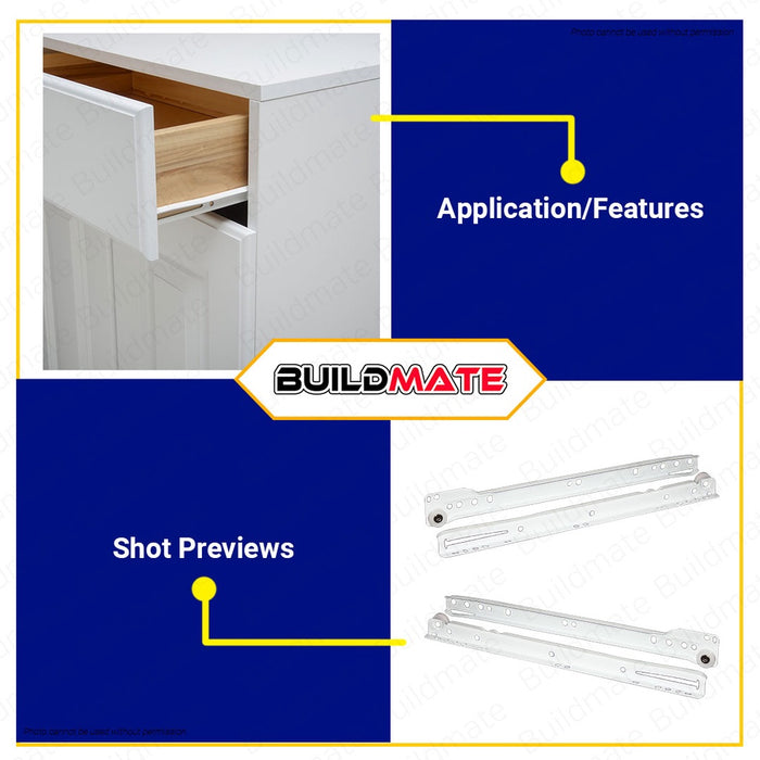 ARMSTRONG Regular White Drawer Slide / Drawer Guide 12" | 14" | 16" SOLD IN PAIR •BUILDMATE•