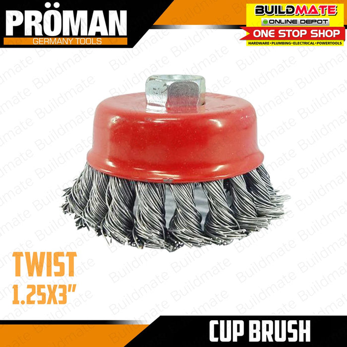 PROMAN Cup Brush 1.25 & 1.5 x 3" Inch Crimped | Twisted Brushes Tools [SOLD PER PIECE] •BUILDMATE•