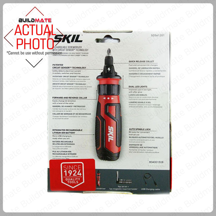 SKIL Cordless Rechargeable Screwdriver 4V Circuit Sensor Technology SD Buildmate
