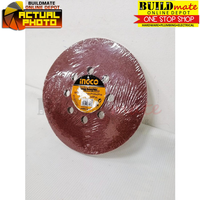 INGCO Sanding Sheet Velcro for Random Orbit Sander 6" 5PCS/PACK Sandpaper AKRS150051 •BUILDMATE• IHT