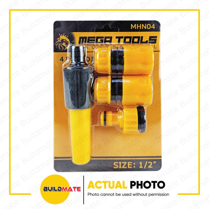 MEGA Adjustable Garden Hose Nozzle Set 1/2" 4PCS/SET •BUILDMATE•