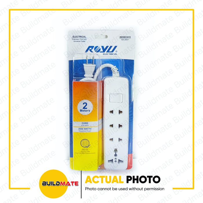 ROYU Extension Cord with Universal Outlet Power Strip REDEC613 •BUILDMATE•