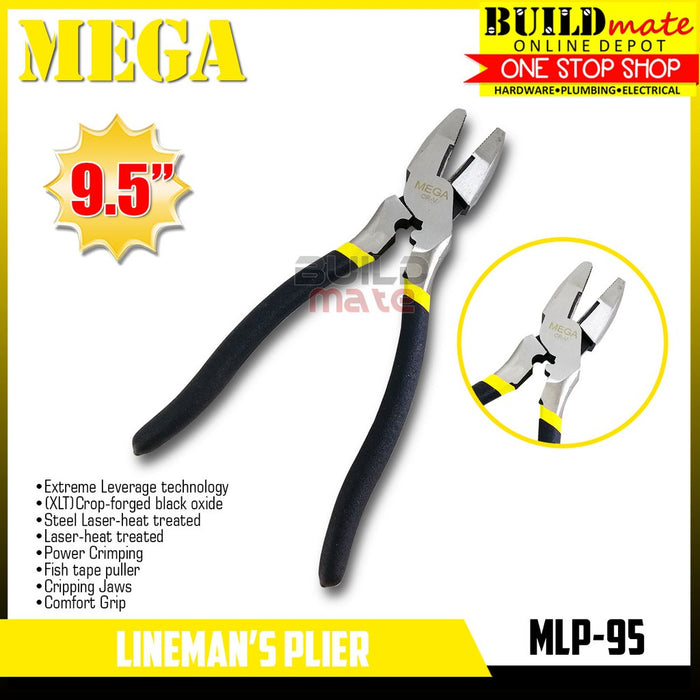 MEGA Line Mans Pliers 9.5" Extreme Leverage Technology MLP-95 •BUILDMATE•