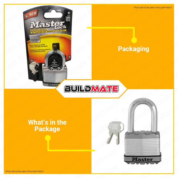 BUILDMATE Master Lock Magnum Series Padlock 51MM Keyed Short Shackle Laminated Padlock Keyed Padlock Wide Lock Body Security Lock Anti-Theft Lock M5XD | M5BLCD •