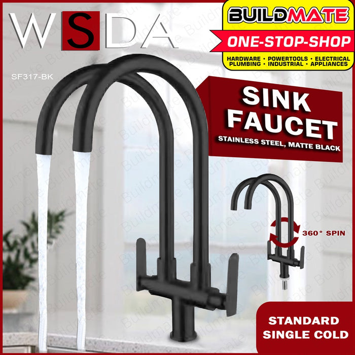 WSDA Stainless Steel SUS 304 Matte Black Single Cold Sink Faucet SF-317 •BUILDMATE•