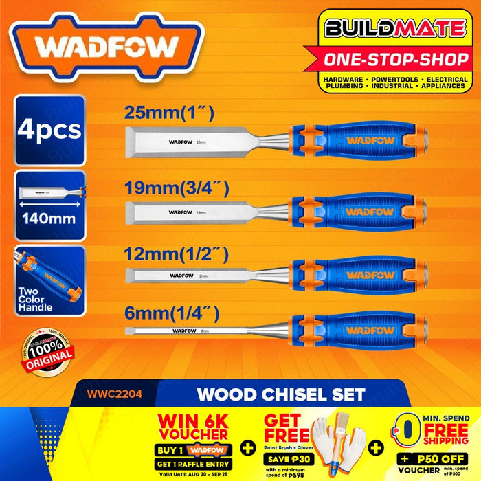 WADFOW 3PCS | 4PCS Wood Chisel Set 105mm | 140mm For Woodworking [SOLD PER SET] •BUILDMATE• WHT