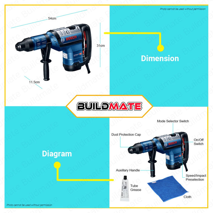 BOSCH 1500W SDS MAX Universal Rotary Hammer Drill w/ Case 45mm 12.5J GBH 8-45 DV UNI 06112650K0 BPT