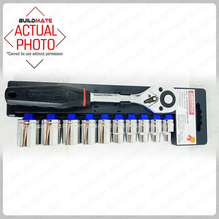 AMERIMAN 12PCS 1/2" Drive Socket Wrench Set MADE IN TAIWAN SK1212SK •BUILDMATE•