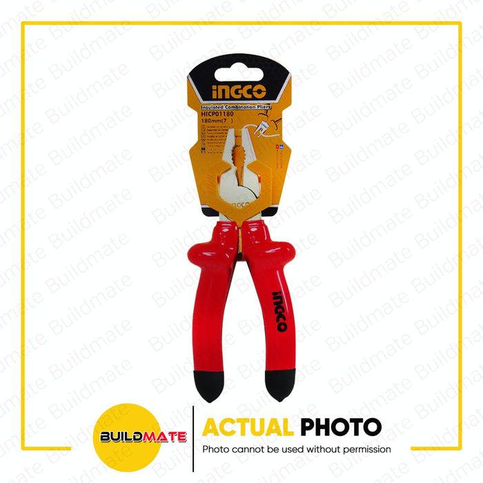 INGCO Insulated Combination Pliers 7" 180mm Satin Finish HICP01180 •BUILDMATE• IHT