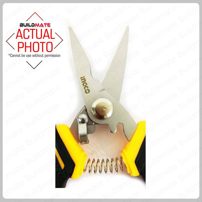 INGCO Electrician's Scissors Stainless Steel Blade with teeth HES0187 | HES0188 •BUILDMATE• IHT