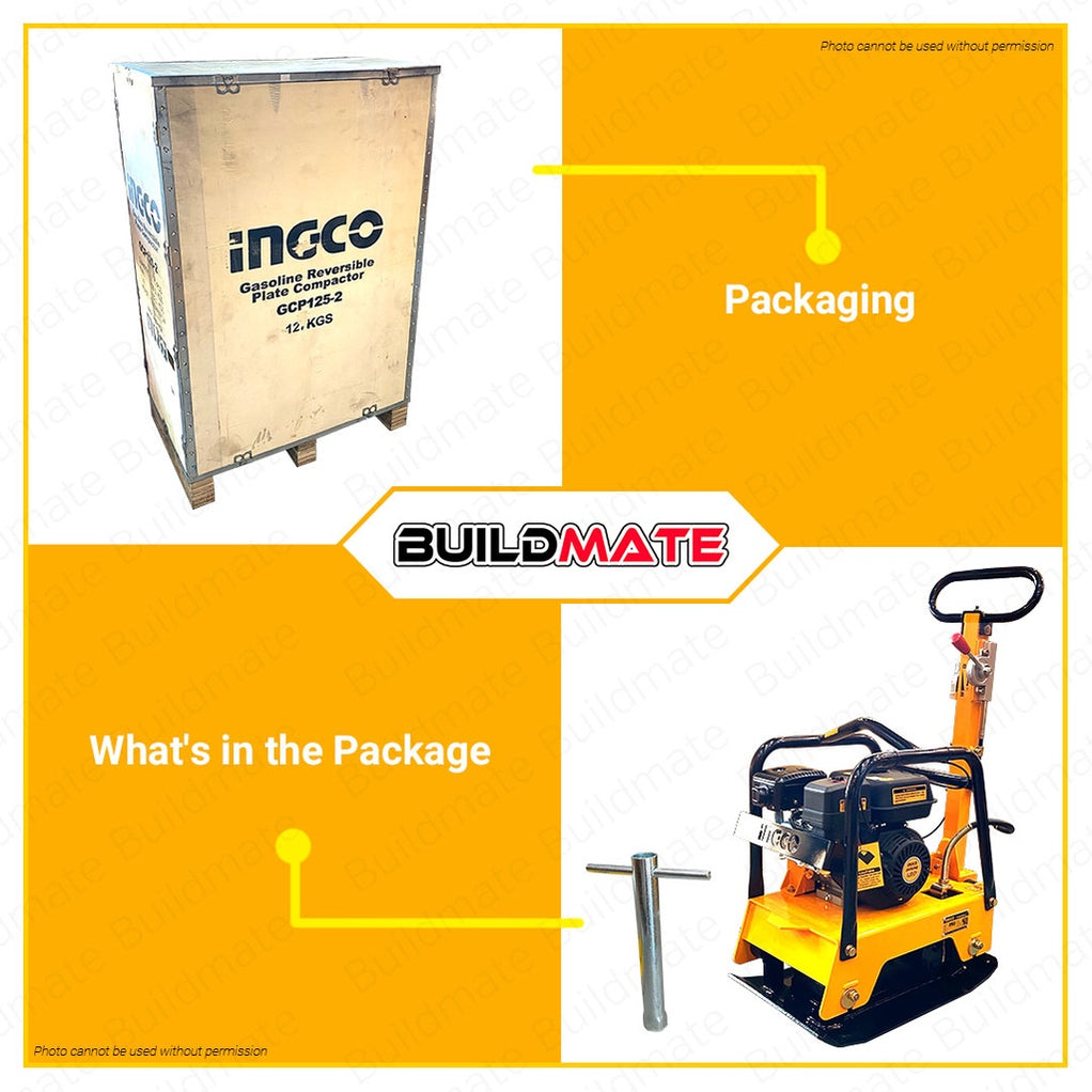 Inco Plate Compactor Machine INGCO Gasoline Reversible Plate Compactor 4.8kW 6.5HP 127KG GCP125-2 ...