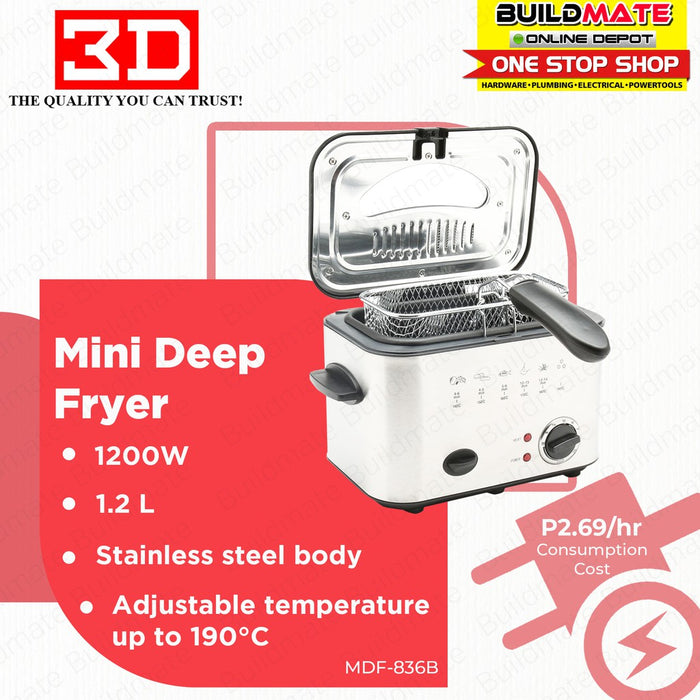 3D Mini Kitchen Deep Fryer MDF-836B •BUILDMATE•
