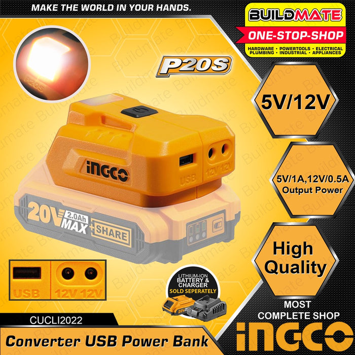 INGCO Cordless LI-ION Lithium Ion USB A Charger Power Bank 20V CUCLI2022 +FREE •BUILDMATE• IPT