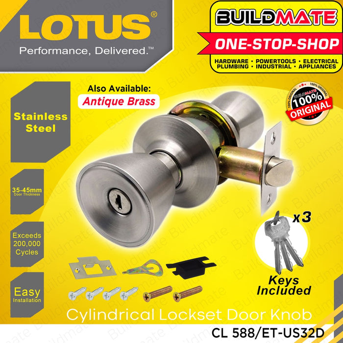 LOTUS / EL / STAR WHEEL Cylindrical Entrance Lockset Doorlock Door Lock Knob Set With Keys BUILDMATE