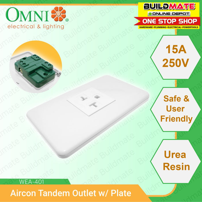 [WHOLESALE] (10PCS) OMNI Air Conditioner Tandem Outlet w/ Plate 15A 250V WEA-401 •BUILDMATE•