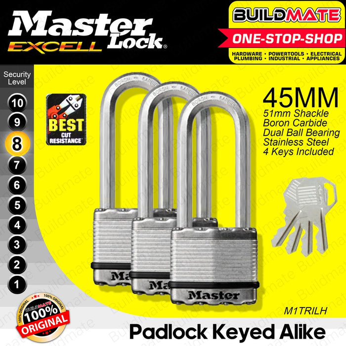 BUILDMATE Master Lock Excel / Magnum Pad Lock Set 45mm Keyed Padlocks Anti-Theft Security Key Lock SOLD PER SET