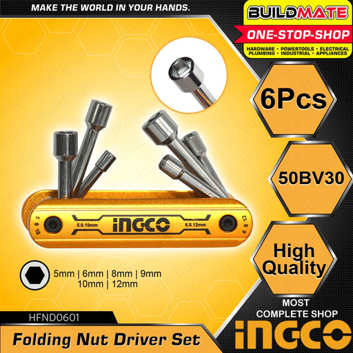 Ingco 6 Pcs Folding Nut Driver Set Kit HFND0601 •BUILDMATE• HT2
