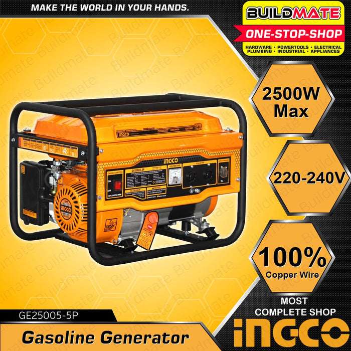 INGCO GASOLINE GENERATOR 2.5KVA GE25005-5P •BUILDMATE• IPT