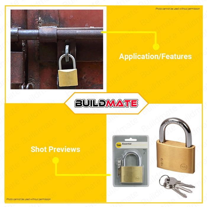 YALE Essential Series SHORT Shackle Brass Padlock SOLD PER PIECE 100% ORIGINAL AUTHENTIC •BUILDMATE•