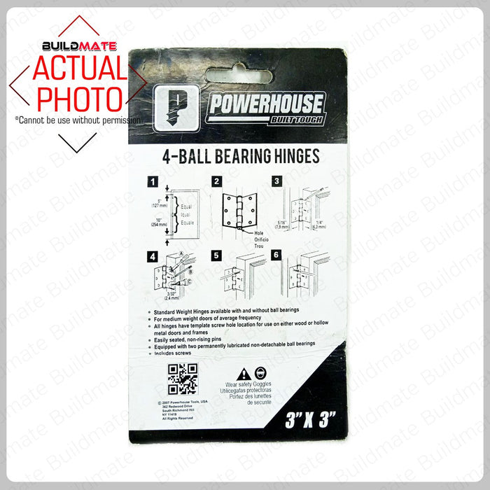 BUILDMATE Powerhouse 3x3" | 3.5x3.5" | 4x4" Inch Stainless Steel 4 Ball Bearing Hinges - PHDH