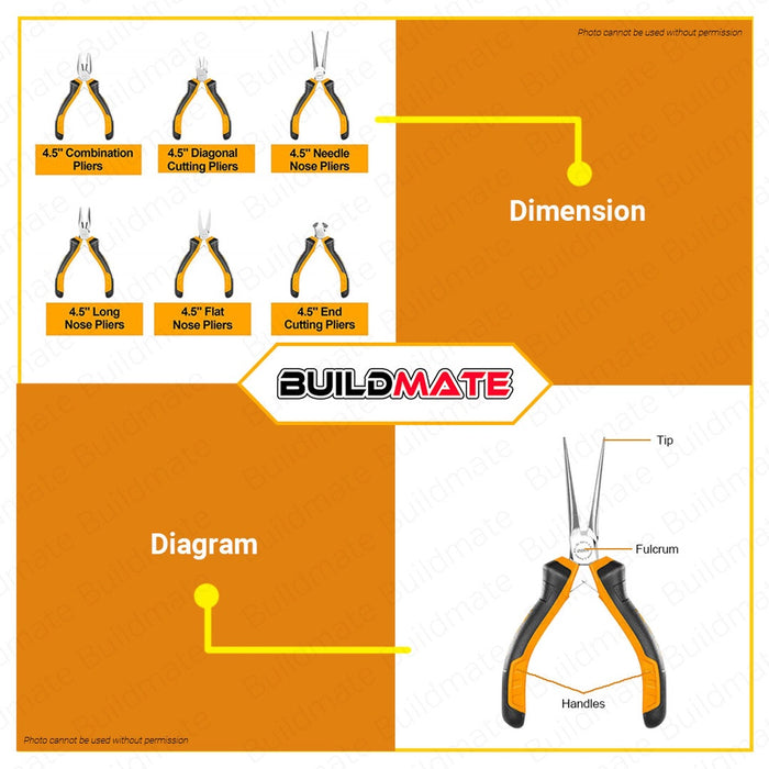 INGCO Mini Pliers 6 PCS SET HMPS06115 •BUILDMATE• IHT