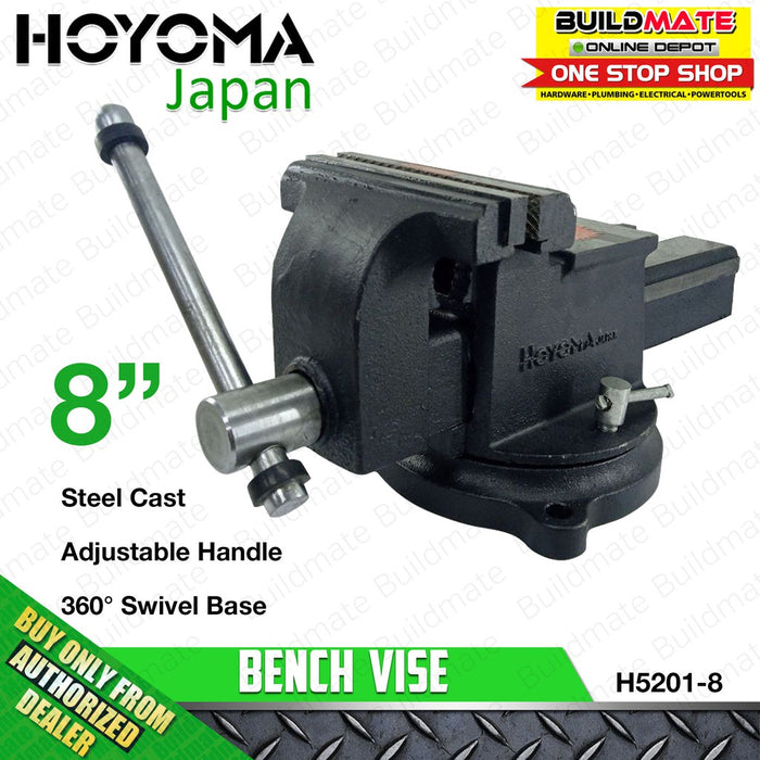 HOYOMA 8" Inch Bench Vise 360-Degree Swivel Base And Head With Anvil H5201-8 •BUILDMATE• HYMHT