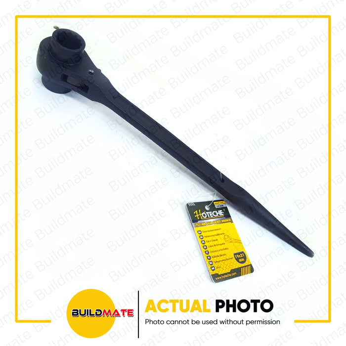 HOTECHE Gear Ratchet Socket Wrench Chrome Vanadium Scaffolding Use 17 x 19mm 191406 •BUILDMATE•