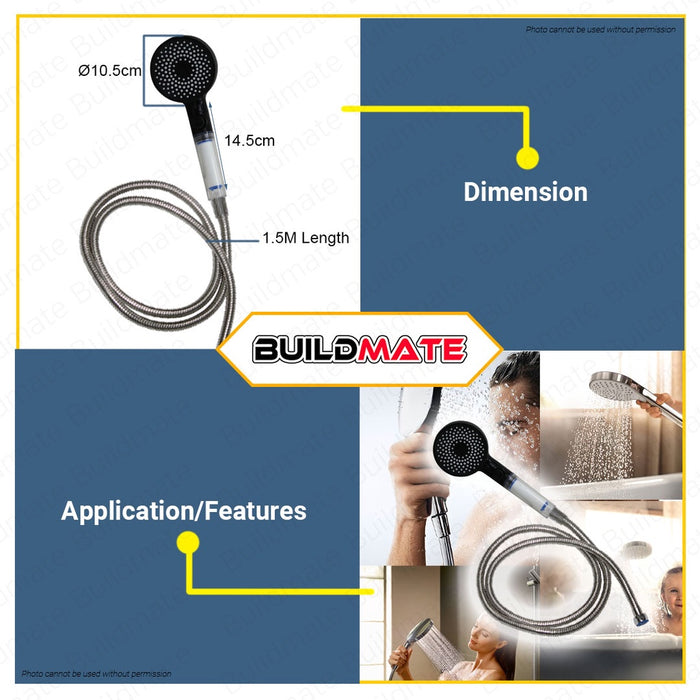 S.G.C. Black Hand Telephone Shower with Filter and Hose SGC-2061 AUTHENTIC •BUILDMATE•