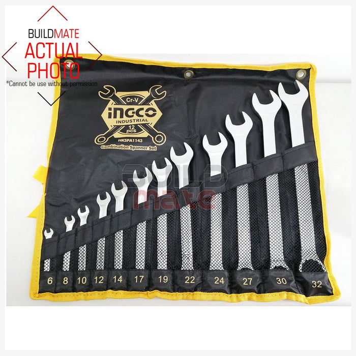 INGCO Combination Spanner 12PCS/SET 6-32mm HKSPA1143  •BUILDMATE• IHT