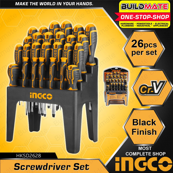 INGCO 26 PCS Screwdriver Set CR-V HKSD2628 + FREE TROWEL •BUILDMATE• IHT