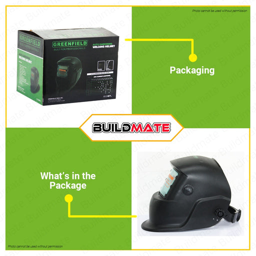GREENFIELD Welding Helmet Mask Auto Darkening 08-03-20100 •BUILDMATE•