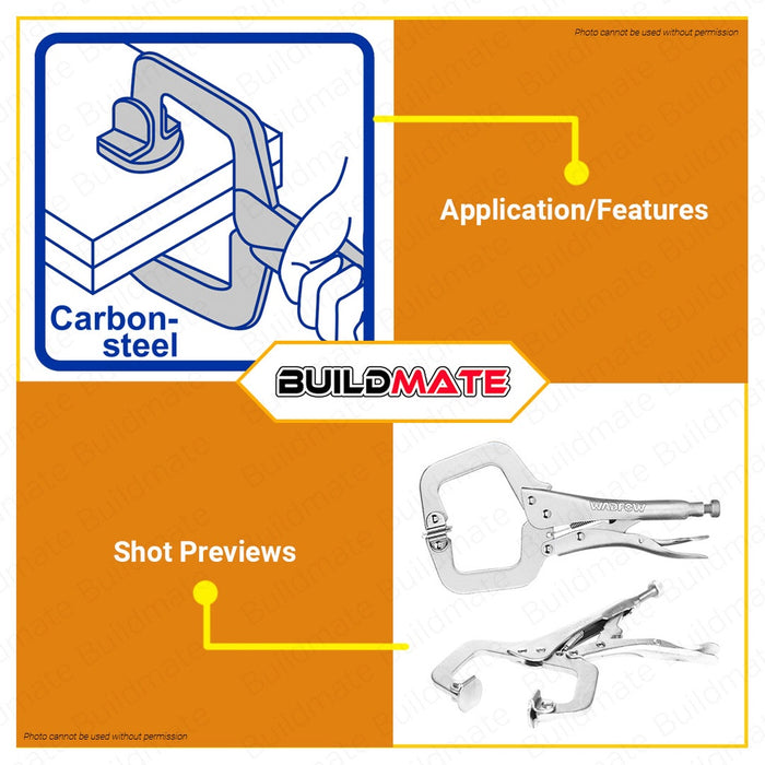 WADFOW C Clamp Locking Plier 11" Inches Carbon Steel C-Pliers Welding Hole Jig Clamps WLP4111 WHT