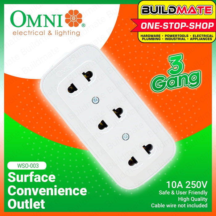 OMNI Surface 3-Gang Convenience Outlet 10A 250V WSO-003 •BUILDMATE•