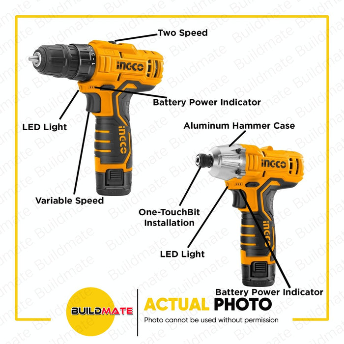 INGCO Lithium-Ion Cordless Drill and Driver 12V CKLI1201 •BUILDMATE• ICPT