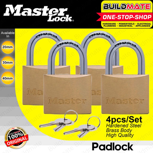 MASTER LOCK Economy Brass Padlock Pad lock 4 PCS/SET 20mm 30mm 40mm SOLD PER SET •BUILDMATE•