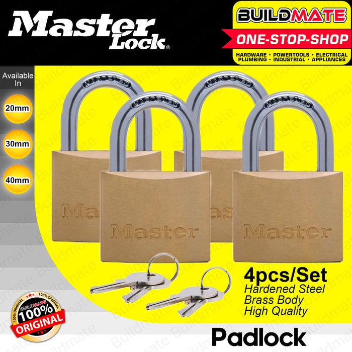 MASTER LOCK Economy Brass Padlock Pad lock 4 PCS/SET 20mm 30mm 40mm SOLD PER SET •BUILDMATE•