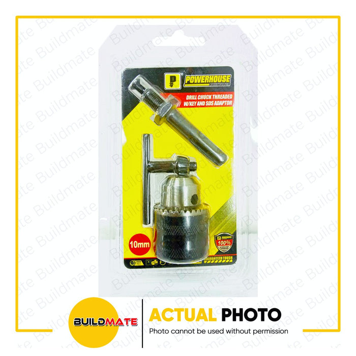POWERHOUSE Drill Chuck Threaded with Key & SDS Adaptor 10mm | 13mm •BUILDMATE• PTAA