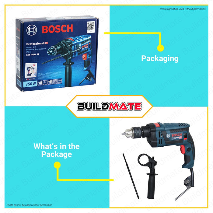 BOSCH 750W Heavy Duty Hammer Impact Drill Driver 16mm with Reverse GSB 16 RE 06012281K0 •BUILDMATE• BPT