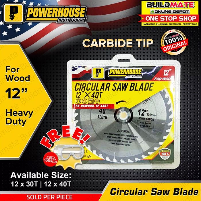 BUILDMATE Powerhouse 12" Circular Saw Blade CARBIDE Tip for Wood 12"X 30T | 12"X40T -PHPTA