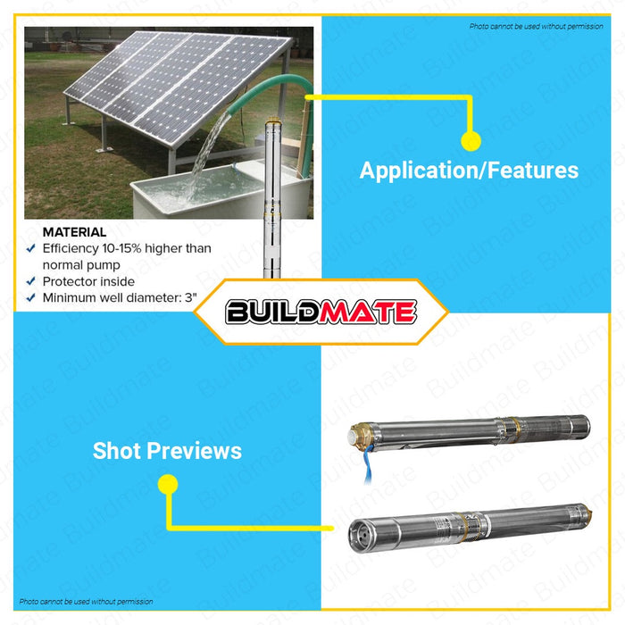 DAYUAN SOLAR SET Deep Well Pump Solar 3TWJ1-44/12-500W/36V with 2 Pcs 30V Solar Panel Module •BUILDMATE• DBS