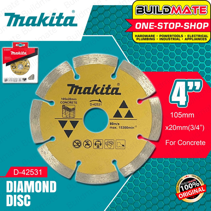 MAKITA Original Diamond Cutting Wheel Disc Concrete Segmented Type/Dry 4" DRY D-42531 •BUILDMATE•