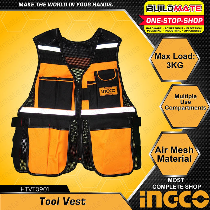 INGCO Safety Tool Vest 3kg 7 Pockets HTVT0901 •BUILDMATE• IHT