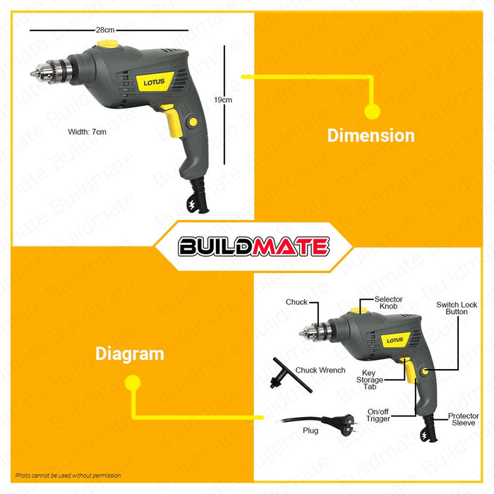 LOTUS Impact Drill 600W LID10RE •BUILDMATE• LPT