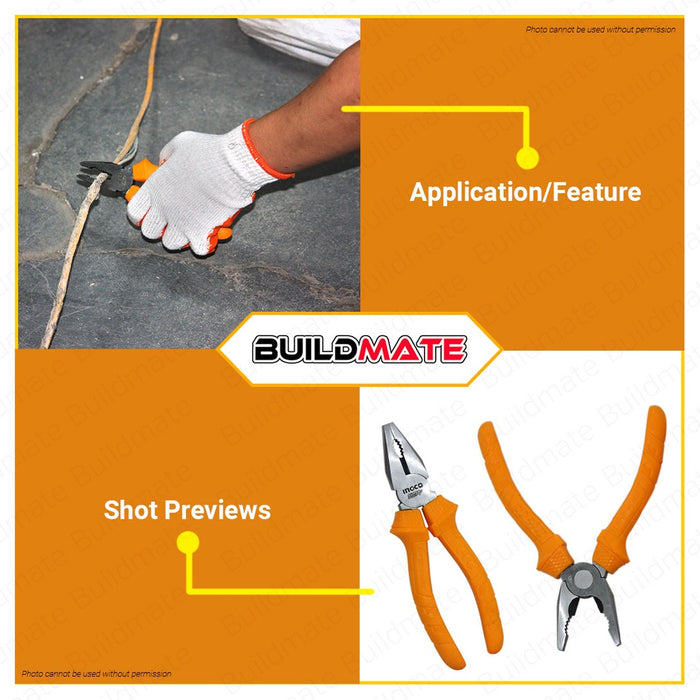 INGCO COMBINATION PLIERS 6" (SUPER SELECT) Polish & Anti-Rust Oil Hand Tools HCP12160 BUILDMATE• HT2