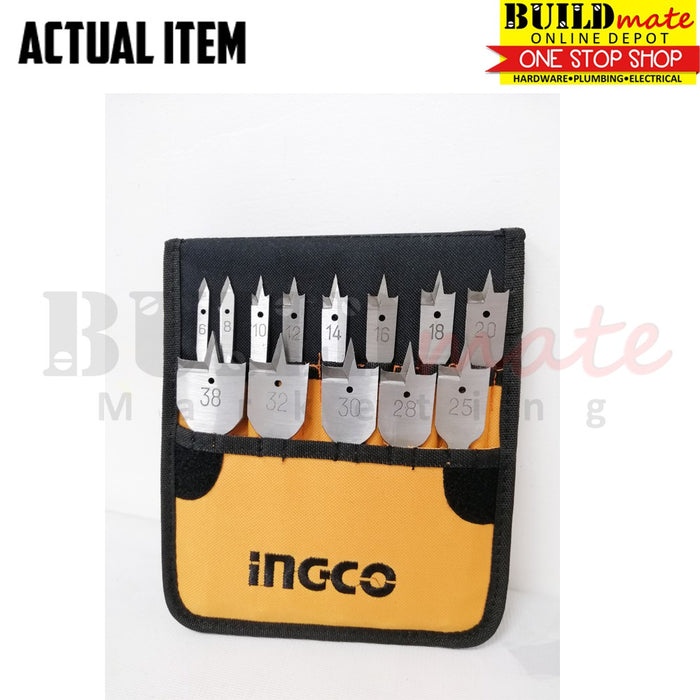 INGCO Flat Wood Drill Bits Set 13PCS 1/4" Shank for Wood Drilling Tools AKD41301 •BUILDMATE• IHT