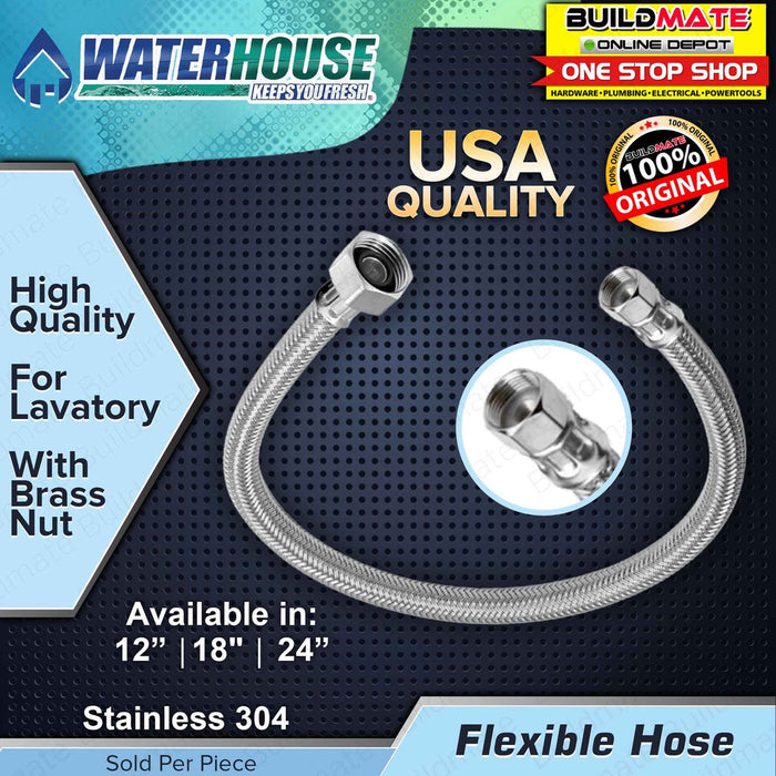 WATERHOUSE by POWERHOUSE Flexible Hose with Brass Nut For Lavatory Stainless 304 SOLD PER PIECE