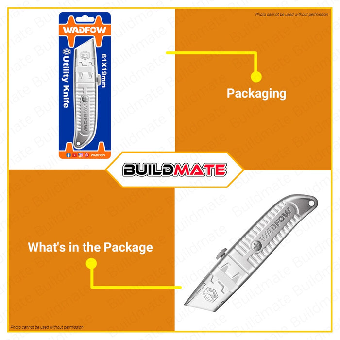 WADFOW Utility Knife 61mmx19mm Auto-Lock Aluminum Alloy With 1PC SK5 Blade WSK6661 •BUILDMATE• WHT